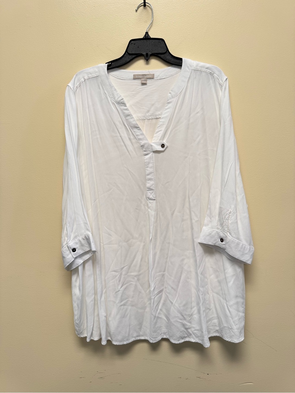 Woman Within Breezy White V-Neck Tunic 1X or 22/24